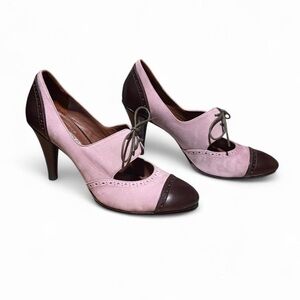 Via Spiga V-Kelis two-tone maryjane lace tie high heels
